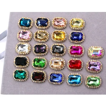 Brezplačna dostava Zlato znanja Pravokotne octagonal oblike, temno vijolična, šivanje na okrasnih steklenih Kristalov gumb DIY pribor za oblačila