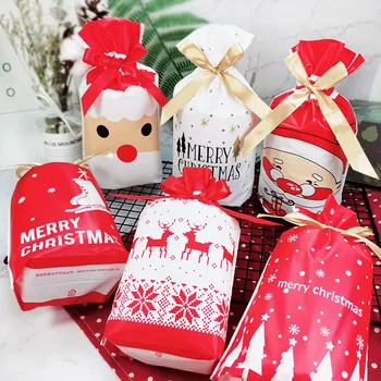 50 KOS/100 KOS Božično darilo vrečko počitnice dekoracijo vrečko bonbonov piškotek prigrizek vrečke za pakiranje hrane vrvico snop žep