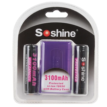 2pcs/set Soshine 18650 3100mAh 3,7 V Li-ionska Litij Baterija za ponovno Polnjenje Z Zaščiteno + Baterija Primeru