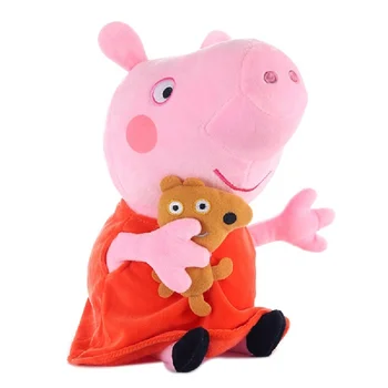 Resnično Peppa pig 19 CM Roza PRAŠIČEV Plišastih Anime Toyshot Prodaje Mehko Polnjene Cartoon Živali Lutka Za Otroke Božično Darilo