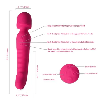 Dvakrat Vodil Vibrator za Klitoris Stimulacije Vibracije Inteligentno Ogrevanje AV Palico telo Massager Masturbacija Sex Igrače za Ženske