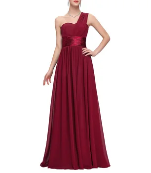 Ženske dolge formalno maturantski večer obleko Plus velikost eno pleče brez rokavov šifon rdeča poroka stranka obleko Cocktail Obleke