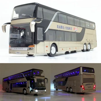 Zhenwei Zlitine Decker 1:32 Potegnite Nazaj, Avtobus Modela Visoko Simitation Dvojno Turistični Avtobus Flash Igrača Vozila Otroci Igrače