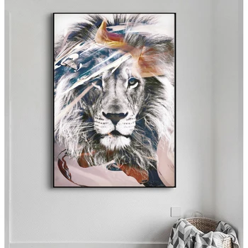 Barvita Lions Umetnost Slikarstvo na Platno Plakatov in Fotografij Živali Dekorativne Stenske Umetnosti Slike za Dnevni Sobi Doma Dekor