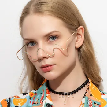 2020 Novo Stilsko Valovanje Pol Okvir Vode Očal Okvir Ženske Ženski Diamond Ženske Odtenki Nosorogovo Lensless Kovinskih Očal