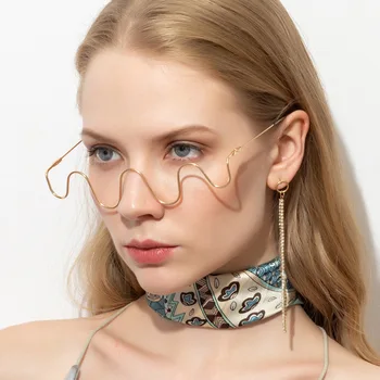 2020 Novo Stilsko Valovanje Pol Okvir Vode Očal Okvir Ženske Ženski Diamond Ženske Odtenki Nosorogovo Lensless Kovinskih Očal