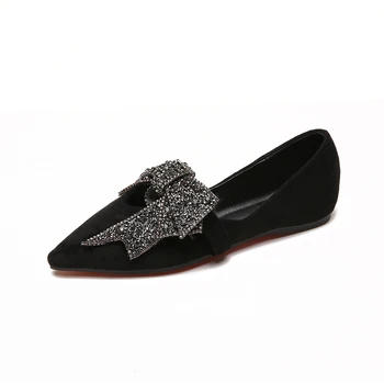 Kristalno lok-vozel moccasins konicami prstov jate loafers ženske bling dekoracijo prijetno balet stanovanja pomlad plitvo usta enotni čevlji