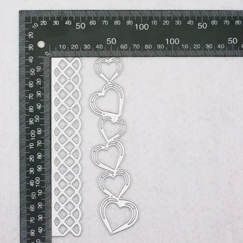 QITAI 2pieces Dolgo omrežja in srce rezanje kovin matrice svate, Dekoracijo DIY Scrapbooking Papir Obrti Kartice ročno D262