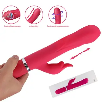 LOAEY USB Polnjenje Multi-stopenjski Vibrator 360 Stopinj Vrtljivo Silikonski Razširljive Beaded Čarobno Palico Massager Sex Igrača Za Ženske