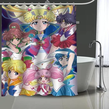 Anime Po Meri Nepremočljiva Tuš Zavese Sailor Moon Zavese Kopalnica Nepremočljiva Poliester Zavese Za Kopalnico S Kavljem