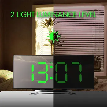 7 Palčni Digitalni Budilka Ukrivljen Zatemniti LED Sn Elektronske Digitalne namizne Ure za Otroke Spalnica Veliko Število Tabela Ura