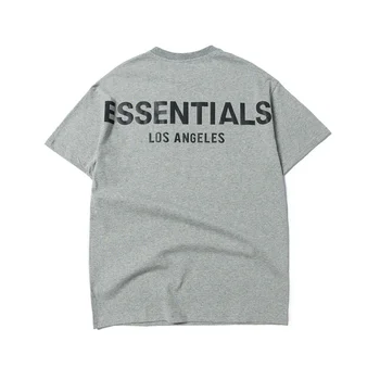 2019 FG ESSENTIALS LOS ANGELS 3M Razmislek Logotip, ki je Natisnjena Ženske, Moške majice s kratkimi rokavi tees Hiphop Ulične Moških Bombaž majica s kratkimi rokavi
