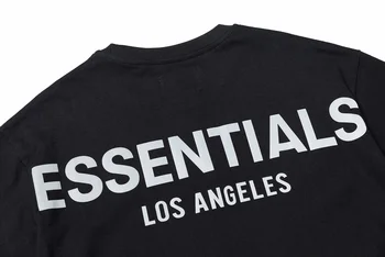 2019 FG ESSENTIALS LOS ANGELS 3M Razmislek Logotip, ki je Natisnjena Ženske, Moške majice s kratkimi rokavi tees Hiphop Ulične Moških Bombaž majica s kratkimi rokavi