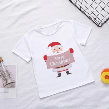 Priložnostne Poletja Otroci Fantje T Shirt Santa Claus Drevo Elk Kawaii Tiskanje Božič Majica Lep Kratek Rokav Moda Baby Dekle Vrhovi