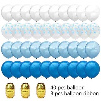 43pcs/Veliko Rojstni dan Baloni 12 Latex Baloni Roza Blue Pearl Dot svate Balon Trebušaste Z Balonom Traku