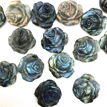 Naravna Modra Labradorite Rose Cvet Ročno Izrezljane Kristalno Cvetovi Zdravilne Kamne Dekor Darila Naravni Kamni in Minerali