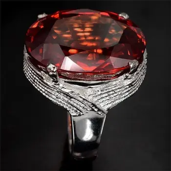 S925 Srebrne Barve jajčaste Ruby Obroč za Moške, za Ženske, Nakit Anillos De Bague Bizuteria Diamond Diamante Obroči dropshopping