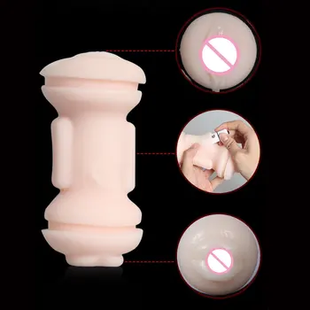 Vagina Pravi Muco Masturbator Za Moške Prenosni Dvojna Luknja Masturbador Masculino Vajina Mehko TPE Ustni Vaginalne Pokal Vibrator