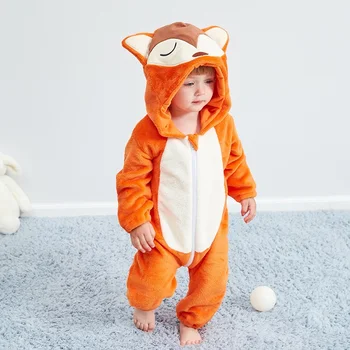 Vroče Novorojenčka Risanka Igralne Obleke Za Malčke Cosplay Fox Panda Opica Sleepwear Oblačila Hooded Pyjama Baby Dekleta Jumpsuit Malčka, Kostumi