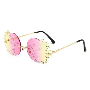Moda za ženske, sončna očala Luna smeška Rimless design Odtenki UV400 Kovinskih Očal oculos masculino Okulary Gafas de sol mujer