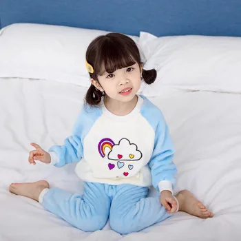 Otroci Runo Pižamo Risanka Sleepwear Obleko Za Baby Fantje Dekleta Toplo Mehko Pižamo Nastavite Jeseni, Pozimi 3 4 5 6 7 Let Otroci