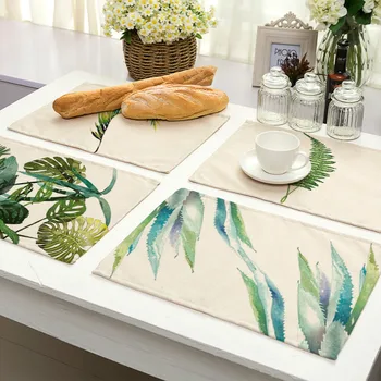 Zelenih Listov Tiskanje Tabela Coasters Placemat Jedilnico Pad Krpo Mat Vzorec Design Kuhinjski Pribor Dekoracijo Doma za namizni krpo