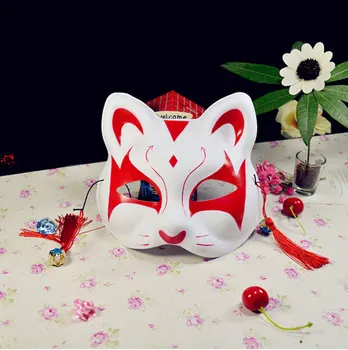 Japonski Fox Maske Poln Obraz Ročno poslikano Slog PVC Fox Mačka Masko Cosplay Maškarada Festival Žogo Kabuki Kitsune Cosplay Kostum