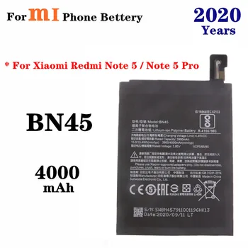2020 Let Za Xiaomi Baterijo Telefona BN45 Redmi Opomba 5 Opomba 5 Pro Zamenjava Baterije 4000 mah Visoke Kakovosti za ponovno Polnjenje Bateria