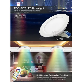 Novo 12W RGB+SCT smart LED Downlight, 110V AC 220V zatemniti Led panel svetlobe Krog Združljiv z 2,4 G daljavo/mobilni wifi nadzor