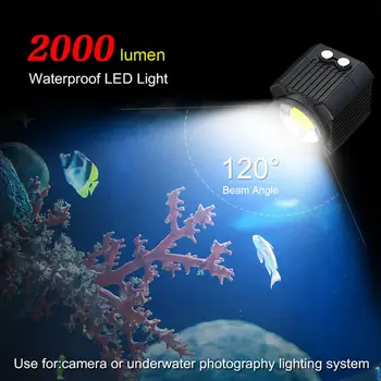 Podvodna Bliskavica 60M Vodoodporno Potapljanje Fill Light 2000Lm Za Junak 7 6 5 Ukrep Video Kamere Pribor