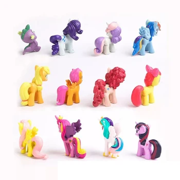 12pcs Moj Mali Ponija Igrače Rainbow Unicorn Mini Konj PVC figuric Iskrico Zmaj Lutke Igrače za Childrend Darila 2M01