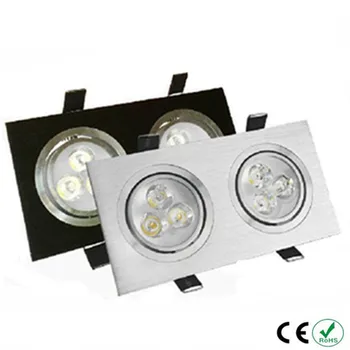 Brezplačna dostava 1PCS 6W High power Kvadratnih dvojno led zatemniti LED spot svetilka Vgradne Spot luči Downlight 110V-220V