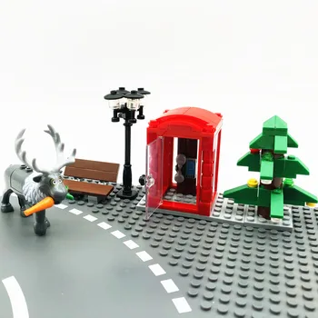 2020 Novo Mesto Ulica gradniki Igrače za Otroke MOC Xmas Gift Set Santa Clause Stojnici Elk Cesti Baseplate Združljiv Opeke