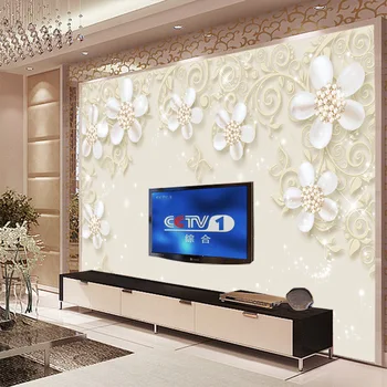 Novo po meri 3D razkošen cvetlični TV, kavč ozadju velike freske ozadje Evropski stil 5D trdna reliefni dnevna soba spalnica
