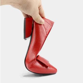 Usnje plus velikost ženske čevlje 2020 jeseni in pozimi nov modni čevlji za ženske debele pete mid-pete modni čevlji