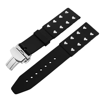 22 mm 24 mm Silikonske Gume Watch Band za Fosilnih Watchband Moški Ženske Smolo Pasu Zapestne Zanke Pasu Zapestnica Črna + Spomladi Bar