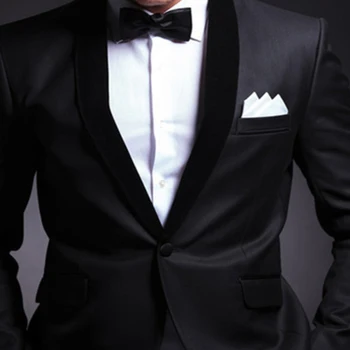 Črno Poročno Jopičem za Ženina 2 Kos Slim Fit Moške Obleke Komplet Šal River po Meri Maturantski Poslovnih Fant Jakno z Hlače 2020