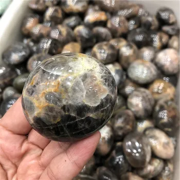 Naravno črna moonstone palm kamnov, kremena mineralni kristali, zdravilna masaža dragih kamnov za fino darilo