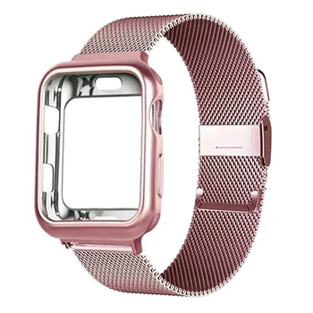 Kovček+pas za Apple Watch 6 band 44 mm 40 mm 42mm 38 mm Kovinski pas Milanese Zanke zapestnica watchband za iWatch serije 6 5 4 3 44 mm