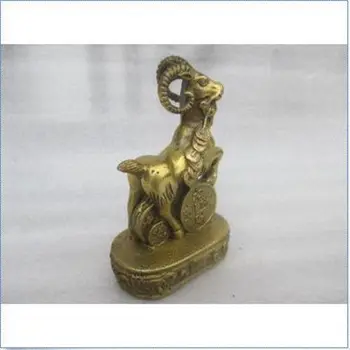 Podrobnosti o Starodavni Kitajski medenina srečen fengshui bogastvo nebesno ovce kip