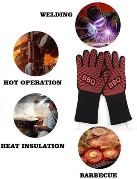 1472℉ Toplotno Odporen BBQ Grill Rokavice za Kadilec Žar za Peko, Kuhanje Varjenje перчатки guantes kuhinja orodja za zaščito roke