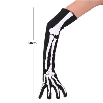 Unisex Halloween okostje rokavice hollowen cosplay rekviziti, oblačila strani kosti dolgo roko rokav črne rokavice dekleta palčniki darilo moški