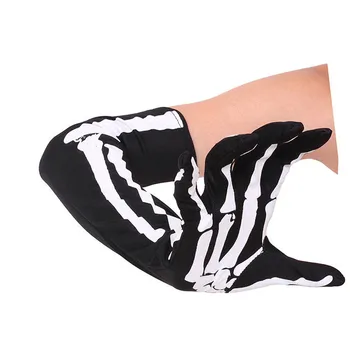 Unisex Halloween okostje rokavice hollowen cosplay rekviziti, oblačila strani kosti dolgo roko rokav črne rokavice dekleta palčniki darilo moški