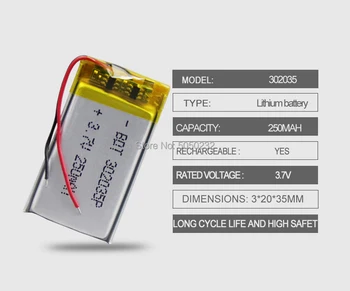 4pcs 150mah 3,7 V 302035 032035 litij-polimer Baterija za Polnjenje Za LED luči Tahografske Avto DVR Bluetooth Slušalke MP3