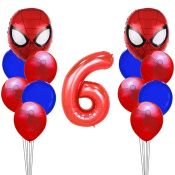 Rojstni dan število Junak Spiderman Latex Balon Nastavite Odrasli Otroci Stranka Dekoracijo Baby Tuš Dekor Aluminija Folija Baloni Globos
