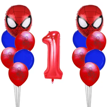 Rojstni dan število Junak Spiderman Latex Balon Nastavite Odrasli Otroci Stranka Dekoracijo Baby Tuš Dekor Aluminija Folija Baloni Globos