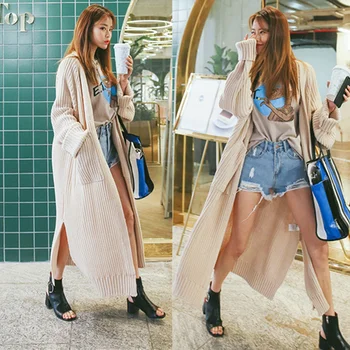 Moda Novo 2019 Jeseni, Pozimi ženski Puloverji korejski Minimalističen Slog Trdna Multi Barve Priložnostne Dolgo Cardigan Vrhovi