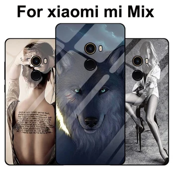 Za xiaomi mi Mix Mix1 primeru volk dekle, Kaljeno Steklo Silikon TPU Okvir Stekla Težko hrbtni Pokrovček MiMix mi Mix 1 lupini telefon Primerih