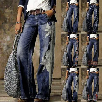Ženska Jeans H03901 dame moda tisk jeans, Moda, Natisnjeni Kavbojke Priložnostne Dolge Hlače Женские штаны