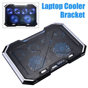 Gaming Laptop Hladilnik Notebook Cooling Pad 6 Tiho Modra LED Ventilatorji Močan Pretok Zraka, Prenosni Nastavljiv Laptop Stand